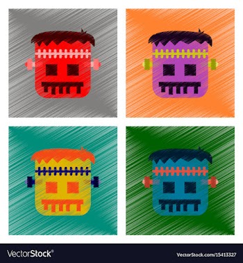 Assembly flat shading style icon halloween monster vector image