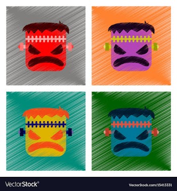 Assembly flat shading style icon halloween monster vector image