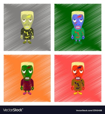 Assembly flat shading style icon halloween monster vector image