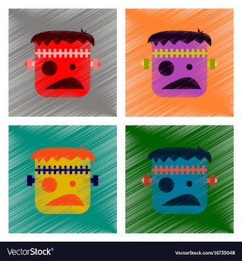Assembly flat shading style icon halloween monster vector image
