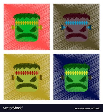 Assembly flat shading style icon halloween monster vector image