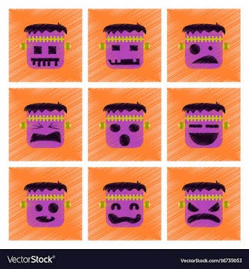 Assembly flat shading style icon halloween monster vector image