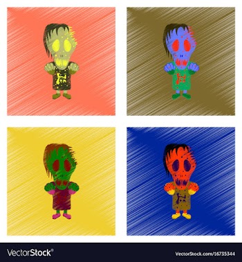 Assembly flat shading style icon halloween monster vector image