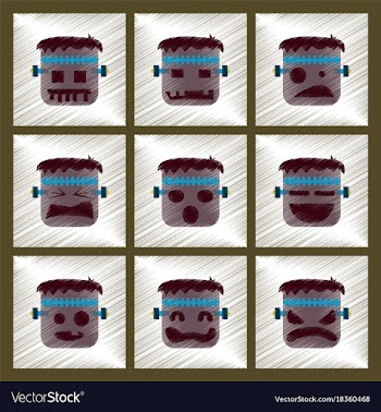 Assembly flat shading style icon halloween monster vector image
