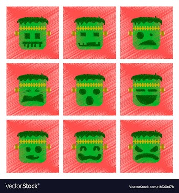 Assembly flat shading style icon halloween monster vector image