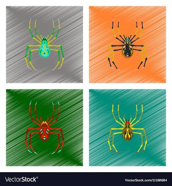 Assembly flat shading style icon halloween spider vector image