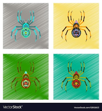 Assembly flat shading style icon halloween spider vector image