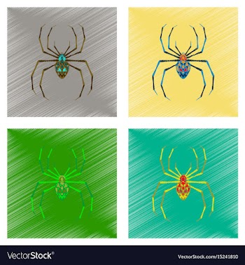 Assembly flat shading style icon halloween spider vector image