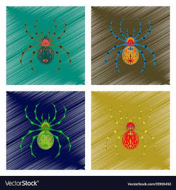 Assembly flat shading style icon halloween spider vector image