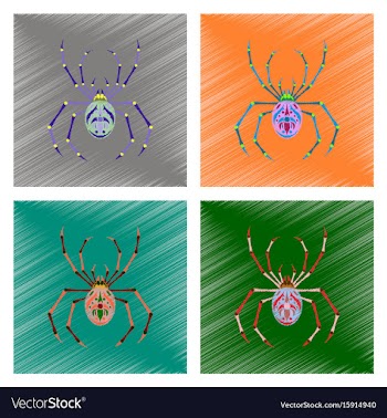 Assembly flat shading style icon halloween spider vector image