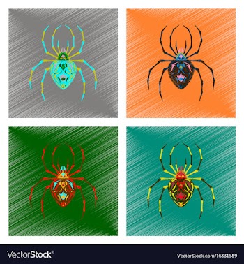 Assembly flat shading style icon halloween spider vector image