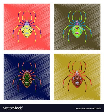 Assembly flat shading style icon halloween spider vector image