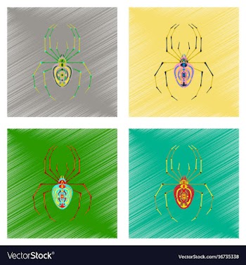 Assembly flat shading style icon halloween spider vector image