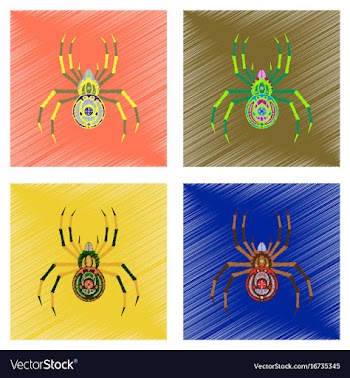 Assembly flat shading style icon halloween spider vector image