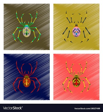 Assembly flat shading style icon halloween spider vector image