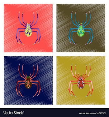 Assembly flat shading style icon halloween spider vector image