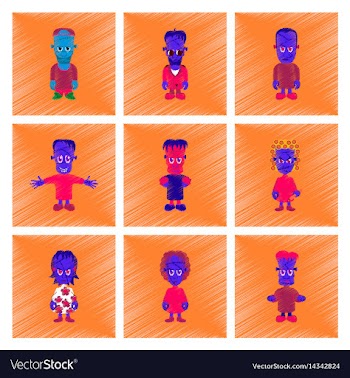 Assembly flat shading style icon halloween zombie vector image