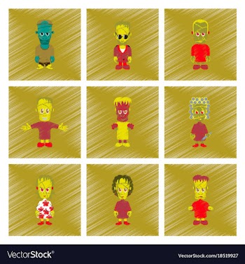 Assembly flat shading style icon halloween zombie vector image