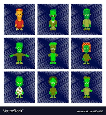 Assembly flat shading style icon halloween zombie vector image