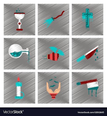 Assembly flat shading style icon knife blood wax vector image