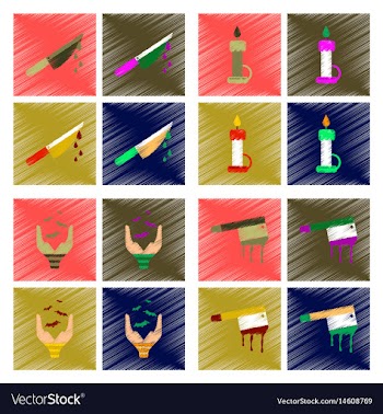 Assembly flat shading style icon knife blood wax vector image