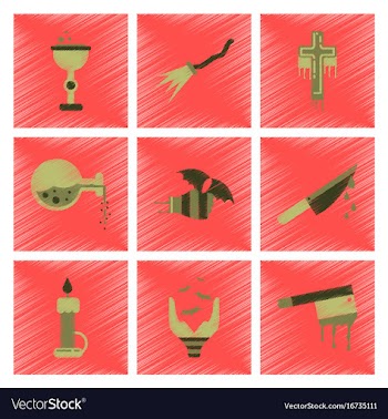 Assembly flat shading style icon knife blood wax vector image