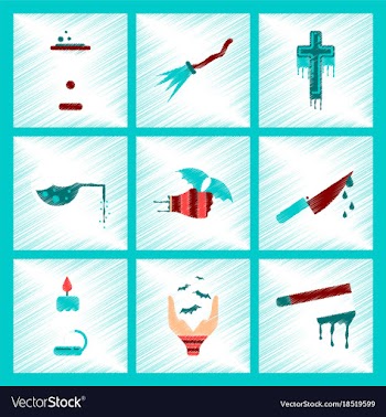 Assembly flat shading style icon knife blood wax vector image
