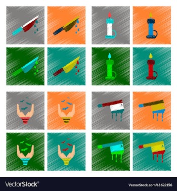 Assembly flat shading style icon knife blood wax vector image