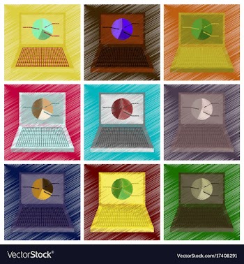 Assembly flat shading style icon laptop chart vector image