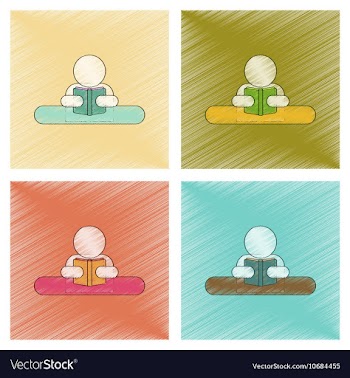 Assembly flat shading style icon man reading book vector image