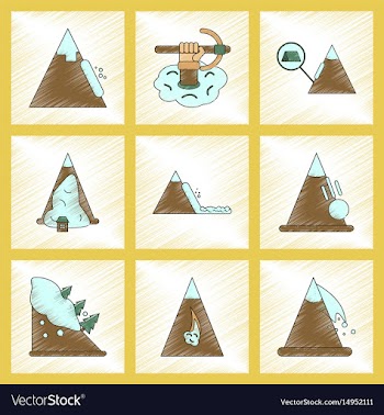 Assembly flat shading style icon mountains snow vector image