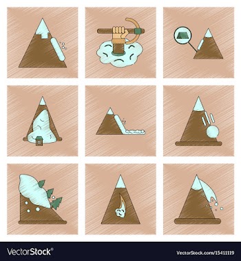 Assembly flat shading style icon mountains snow vector image
