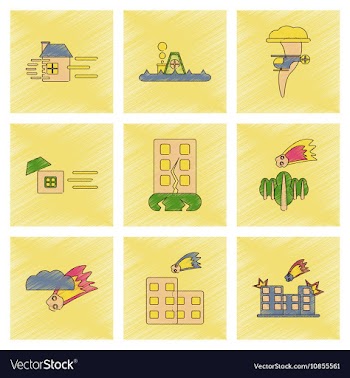 Assembly flat shading style icon natural disasters vector image