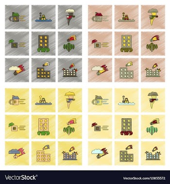 Assembly flat shading style icon natural disasters vector image