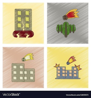 Assembly flat shading style icon natural disasters vector image