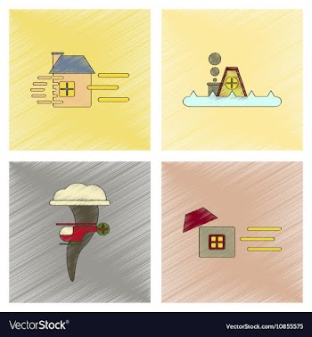 Assembly flat shading style icon natural disasters vector image