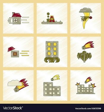 Assembly flat shading style icon natural disasters vector image