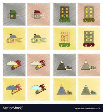 Assembly flat shading style icon natural disasters vector image