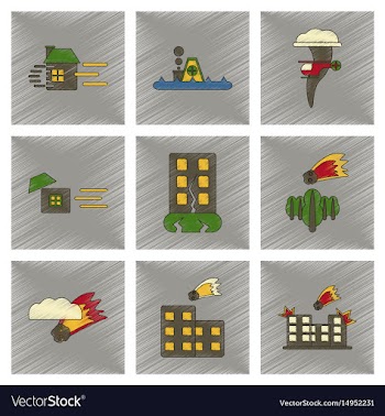Assembly flat shading style icon natural disasters vector image