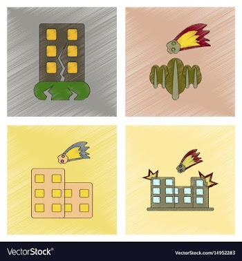 Assembly flat shading style icon natural disasters vector image