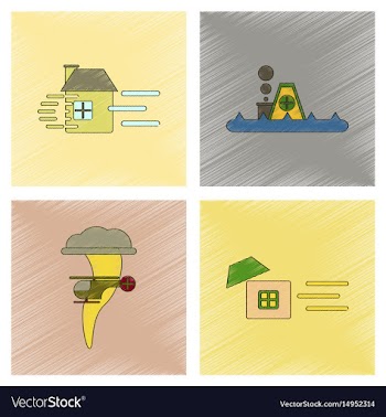 Assembly flat shading style icon natural disasters vector image
