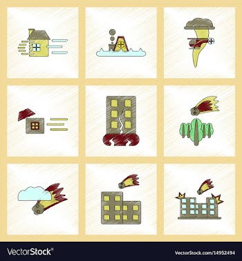 Assembly flat shading style icon natural disasters vector image