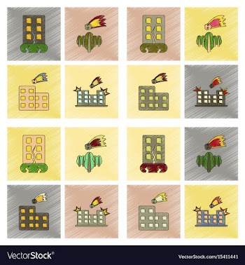 Assembly flat shading style icon natural disasters vector image