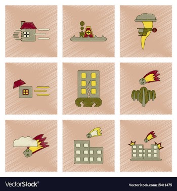 Assembly flat shading style icon natural disasters vector image