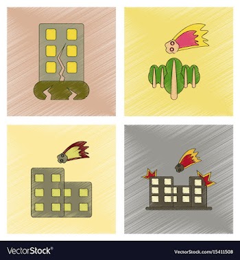 Assembly flat shading style icon natural disasters vector image