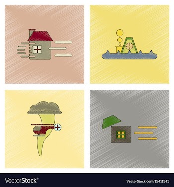 Assembly flat shading style icon natural disasters vector image
