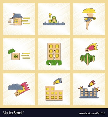 Assembly flat shading style icon natural disasters vector image