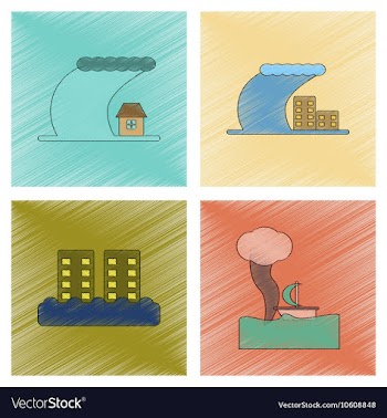 Assembly flat shading style icon nature disaster vector image