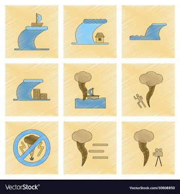 Assembly flat shading style icon nature disaster vector image