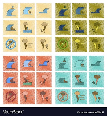 Assembly flat shading style icon nature disaster vector image